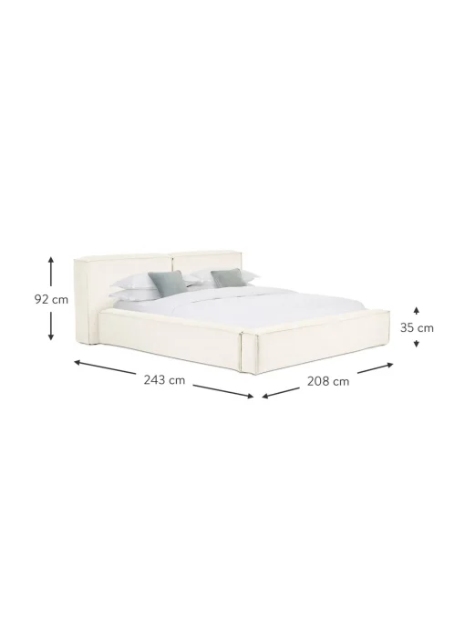 Cama Tapizada Lennon, Con Espacio De Almacenamiento