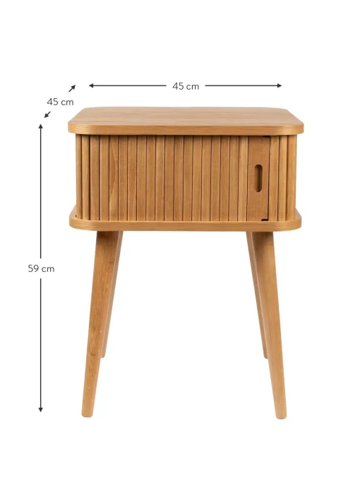 Mesita De Noche De Madera Barbier, Puerta Corredera