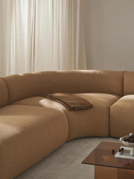 Modulo De Esquina Redondo En Tejido Boucle Sofa Sofia