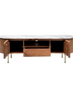 Mueble Tv Artesanal De Madera De Mango Y Marmol Grace