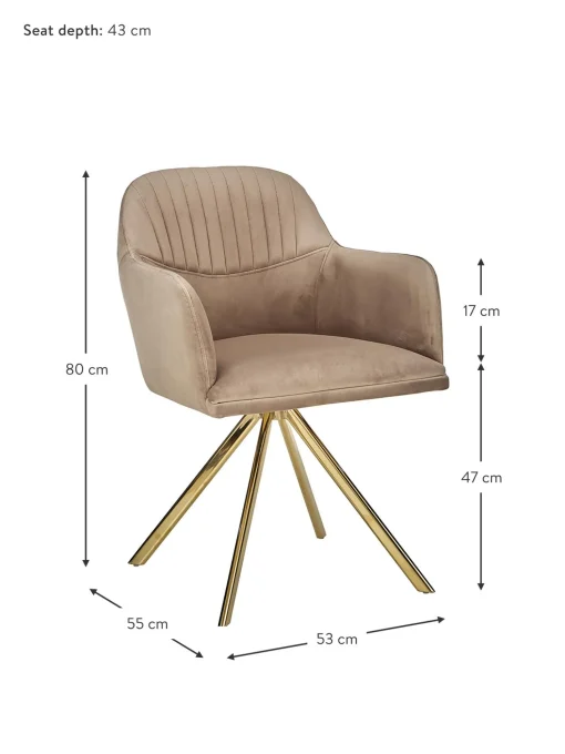 Silla Giratoria Con Reposabrazos De Terciopelo Lola