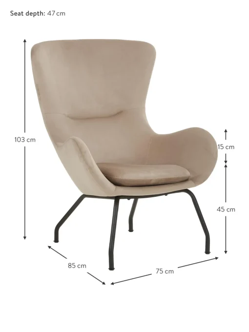 Sillon Orejero De Terciopelo Wing