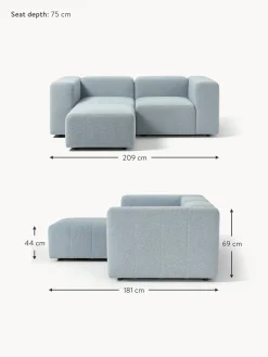 Sofa Modular Boucle Lena (3 Plazas), Con Reposapies