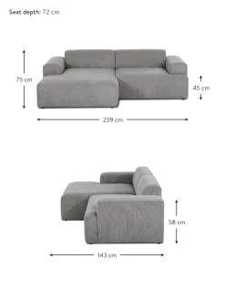 Sofa Rinconera De Pana Melva (3 Plazas)