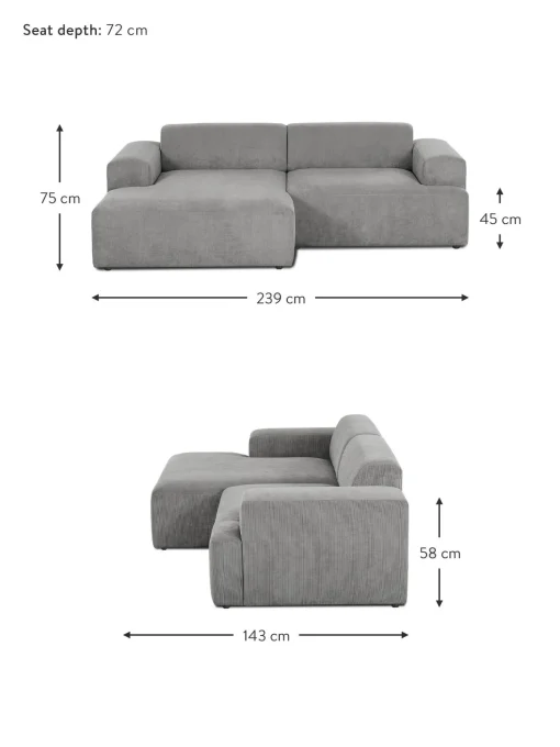 Sofa Rinconera De Pana Melva (3 Plazas)