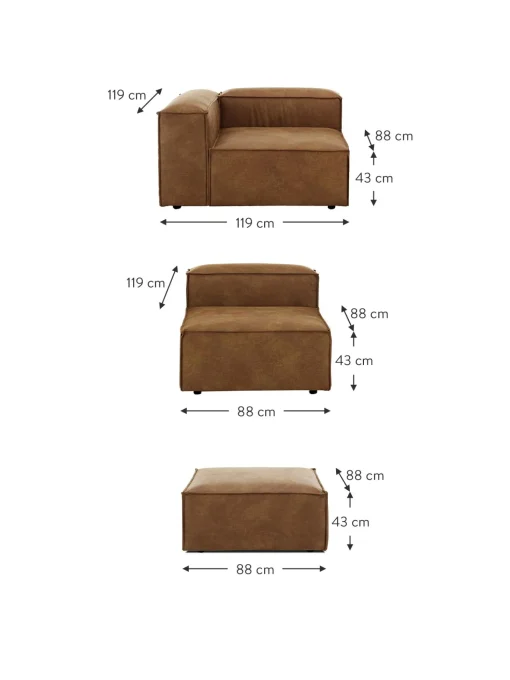 Sofa Rinconera Modular De Cuero Lennon (4 Plazas)