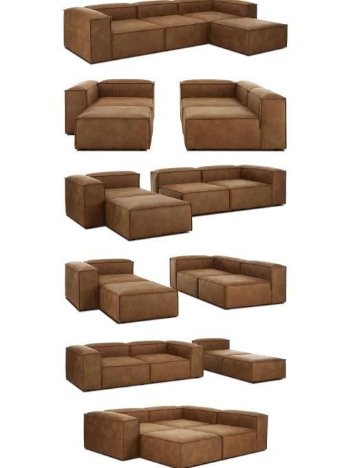 Sofa Rinconera Modular De Cuero Lennon (4 Plazas)