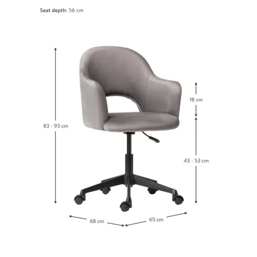 Silla De Oficina Con Reposabrazos De Terciopelo Rachel, Altura Regulable
